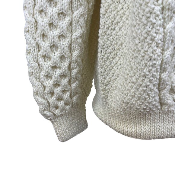 Tivoli Women’s Ivory Wool Hand-Knit Sweater Aran Cable-Knit Design Size L - New - Picture 5 of 10